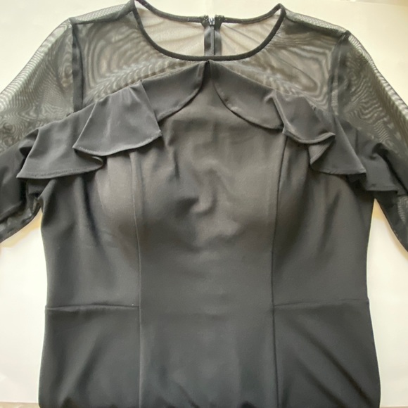 R&M Richard’s Sheer Sleeve Black Dress size 10 - Picture 7 of 9